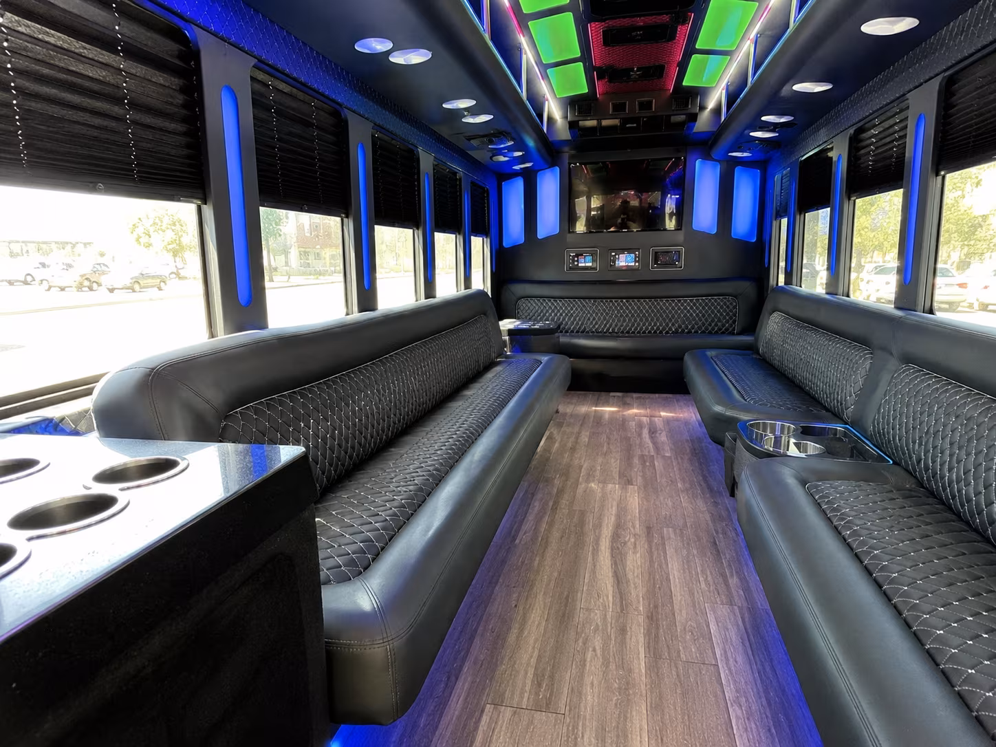 bartlett 15 passenger party bus inside