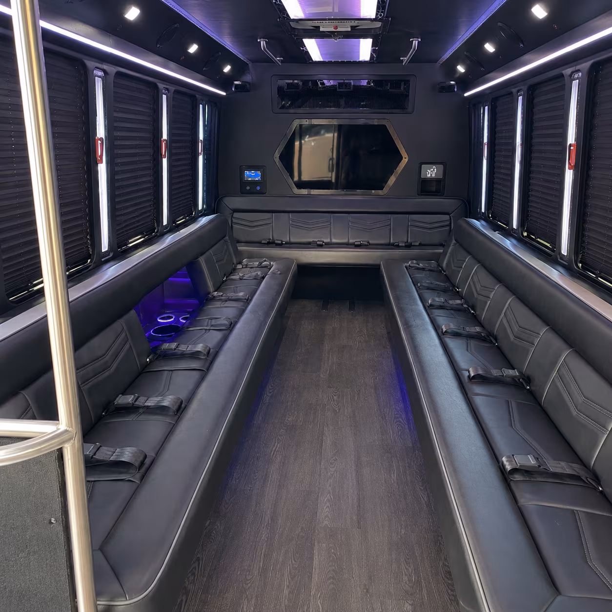 bartlett 18 passenger party bus interior