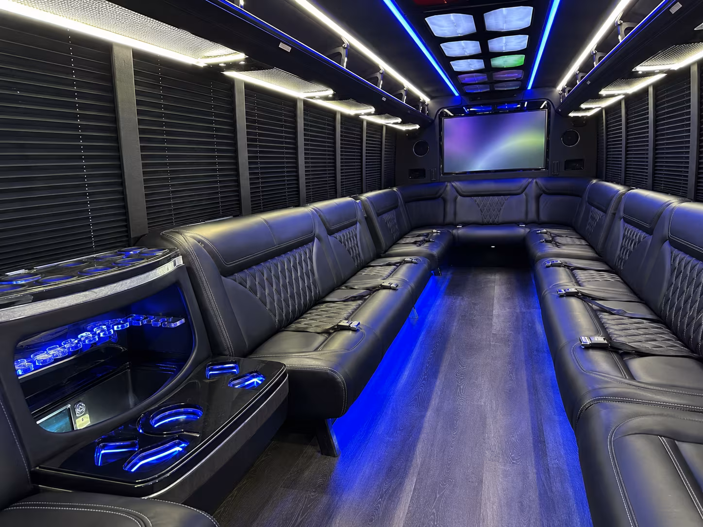 bartlett 20 passenger party bus inside