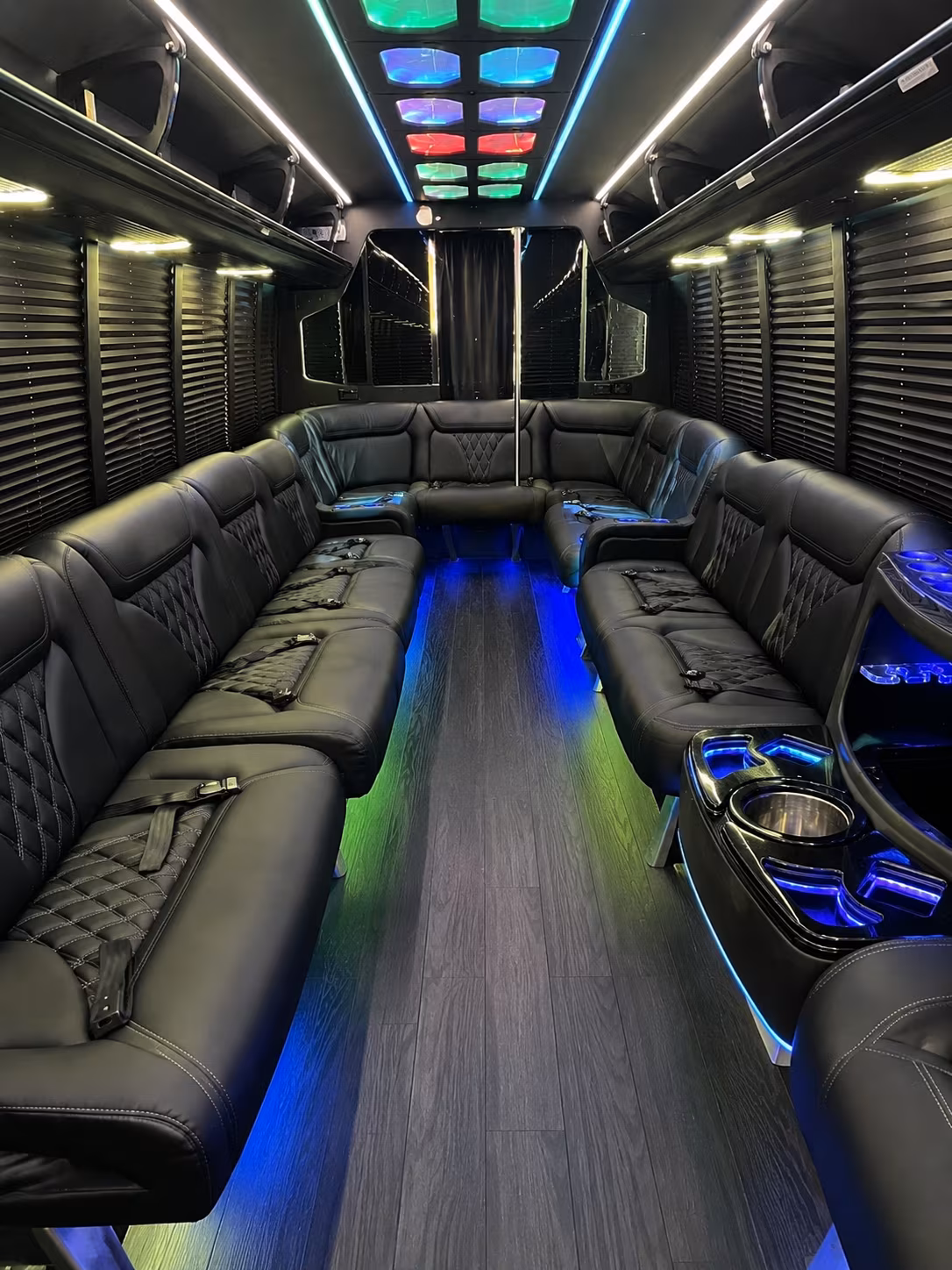 bartlett 20 passenger party bus interior