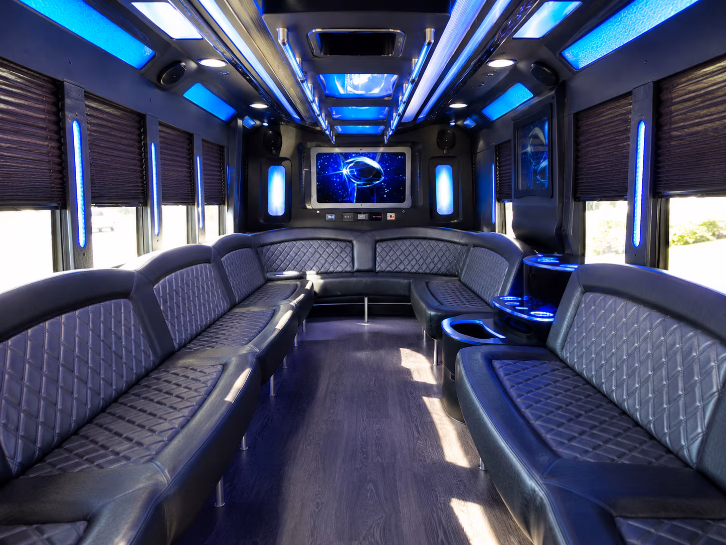 bartlett 28 passenger party bus inside