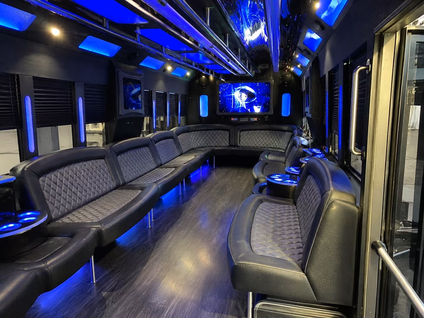 bartlett 28 passenger party bus interior