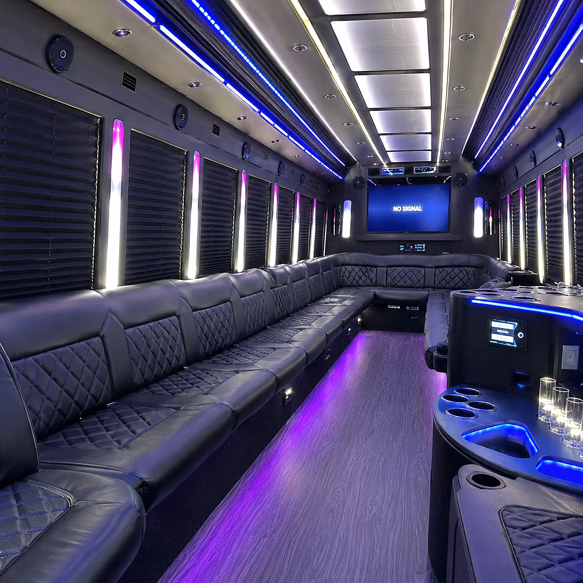 bartlett 30 passenger party bus inside