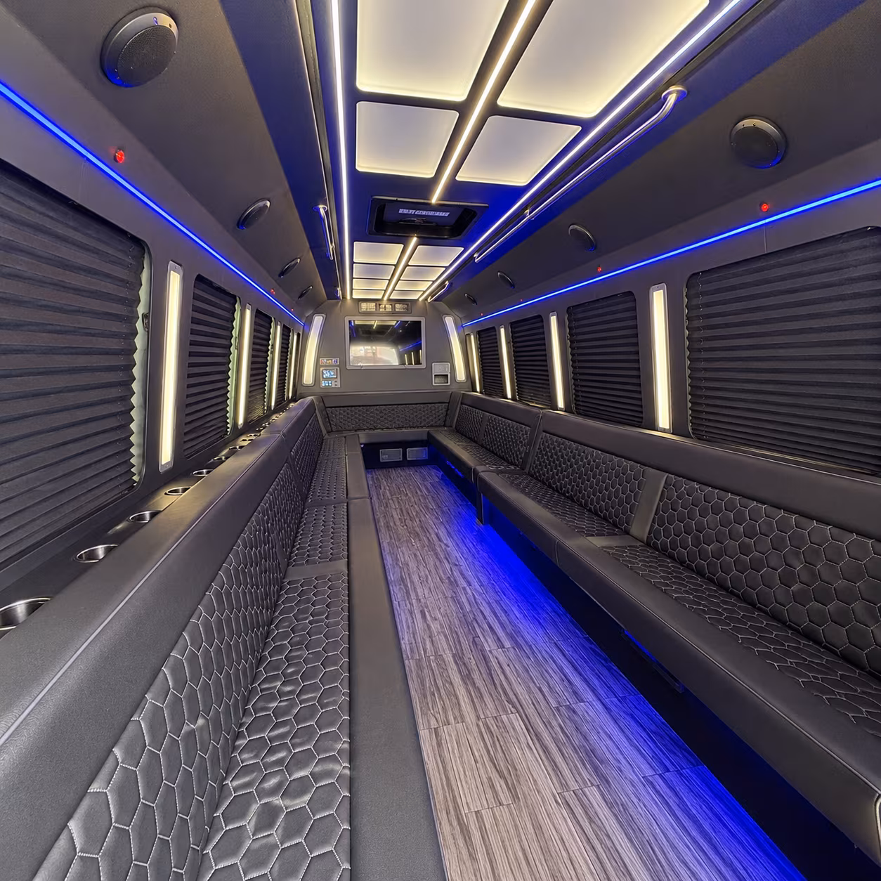 bartlett 30 passenger party bus interior
