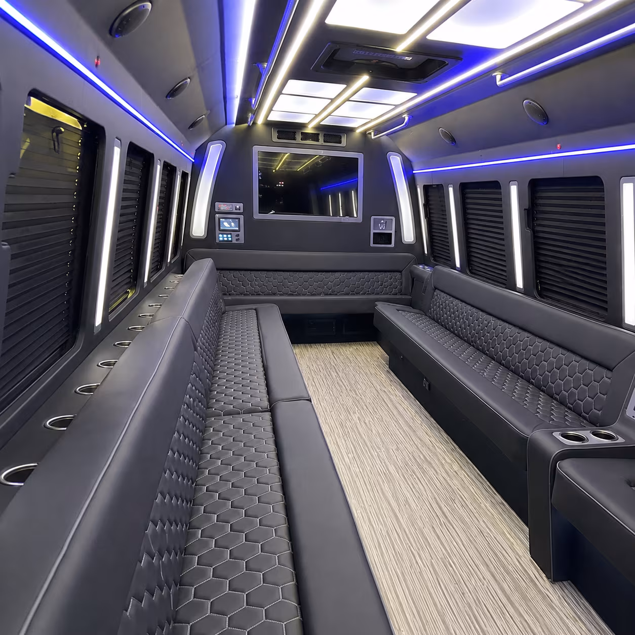 bartlett 40 passenger party bus inside