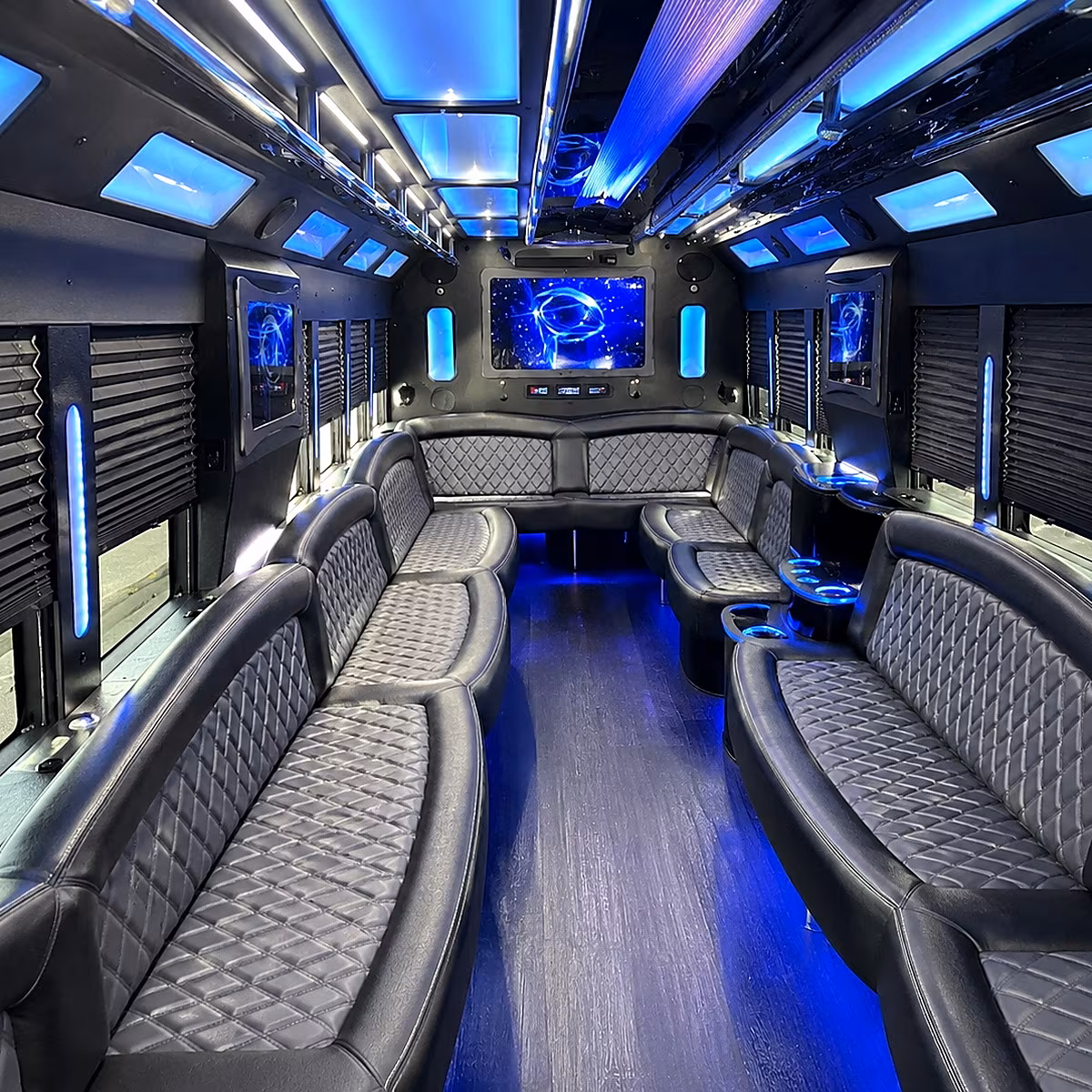 bartlett 50 passenger party bus interior