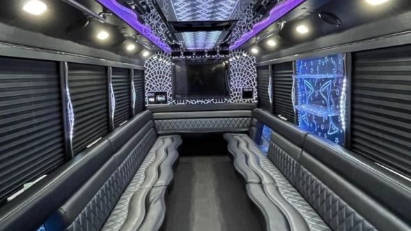 Interior of Charter Bus Company Bartlett's Party Bus in Bartlett