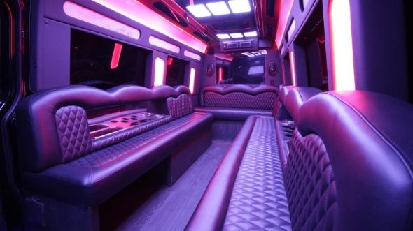 Interior of Charter Bus Company Bartlett's Sprinter Limo in Bartlett