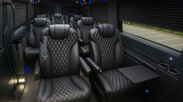 Interior of Charter Bus Company Bartlett's Sprinter Van Rental With Driver in Bartlett